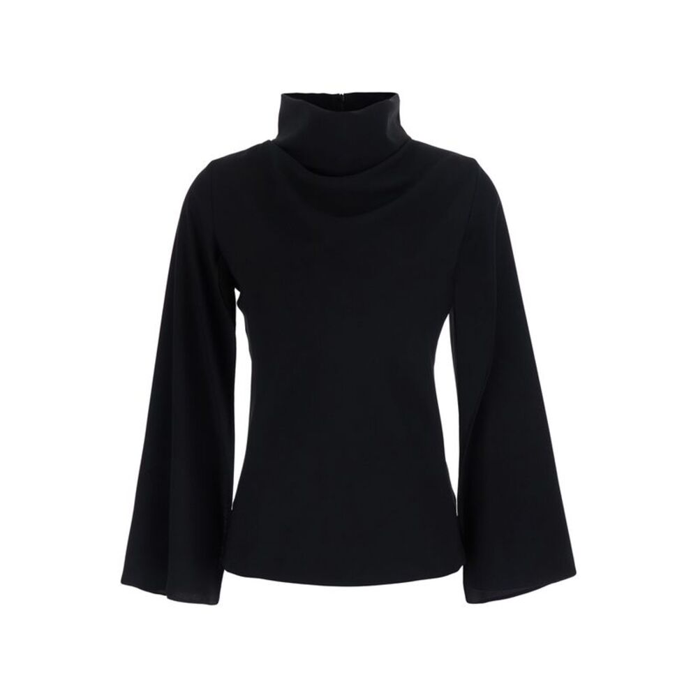 Leplain Women Black Women's Top With High Neck And Slits In Tech Fabric